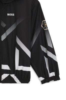 Kids' windbreaker with degrad&eacute; artwork, Black