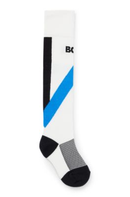 Kids' socks with branding and stripes, White