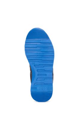 Kids' trainers in mixed materials with leather trims, Dark Blue