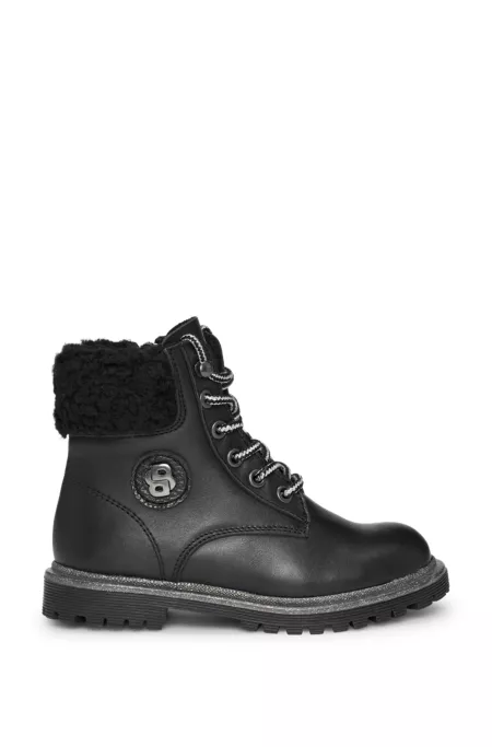 Kids' leather boots with Double B monogram