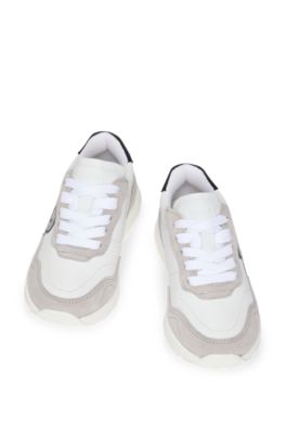 Kids' trainers in leather with Double B monogram, White