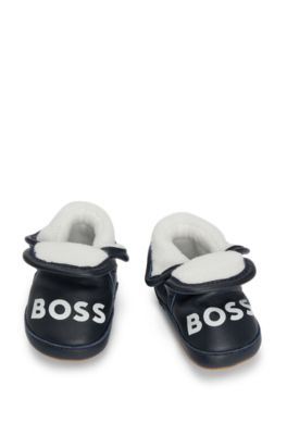 Gift-boxed leather slippers for babies, Dark Blue