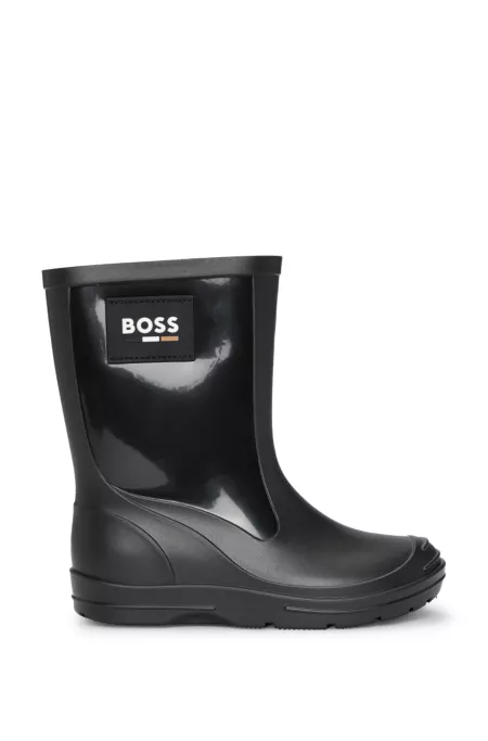Kids' rain boots with signature-stripe logo label