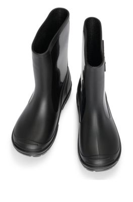 Kids' rain boots with signature-stripe logo label, Black