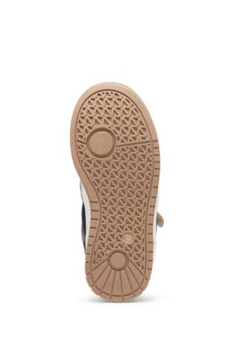 Kids' high-top trainers with leather and canvas, Brown