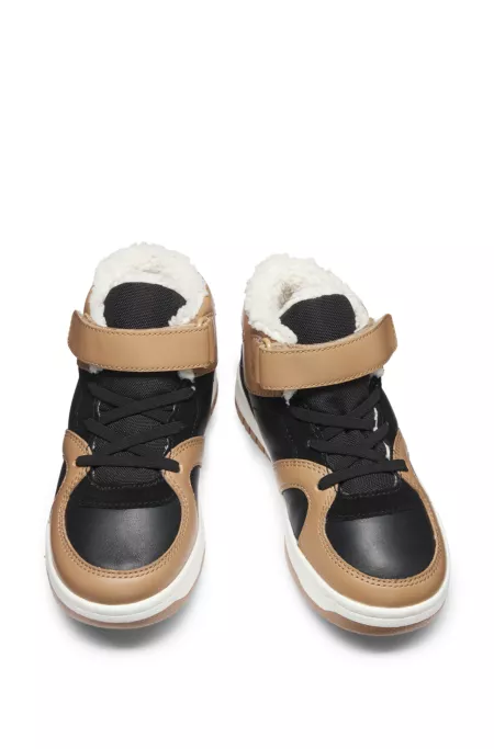 Kids' high-top trainers with leather and canvas