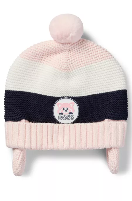 Baby beanie hat in cotton with red-panda badge