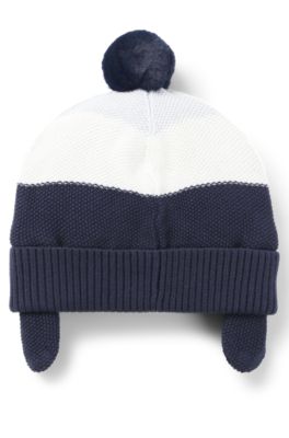 Baby beanie hat in cotton with red-panda badge, Dark Blue