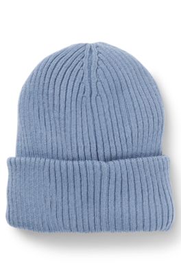 Gorro de punto para ni&ntilde;os con insignia de logo y forro de imitaci&oacute;n de piel, Azul