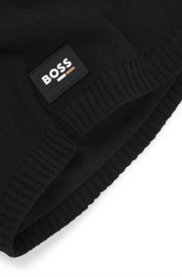 Kids' snood with silicone logo badge, Black