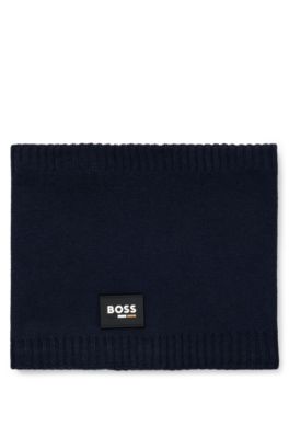 Kids' snood with silicone logo badge, Dark Blue
