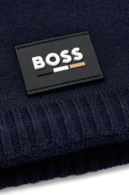 Kids' snood with silicone logo badge, Dark Blue