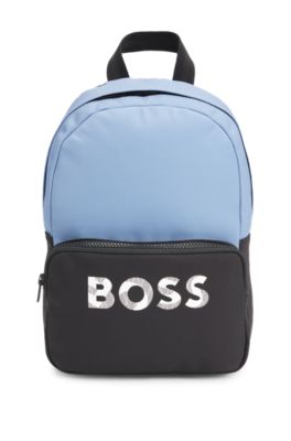 Mochila a dos tonos para ni&ntilde;os con logo estampado, Negro