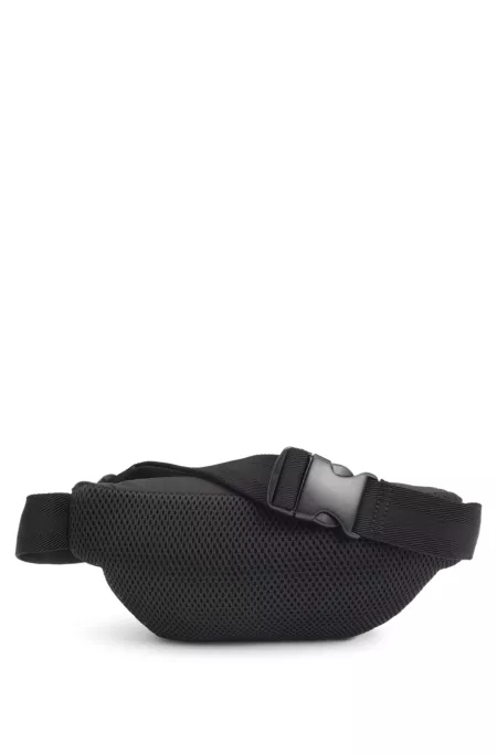 Kids' belt bag in grained fabric and canvas