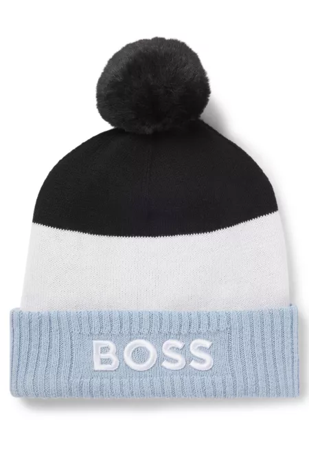 Kids' multicolored beanie hat with pom pom