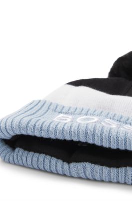 Gorro de punto multicolor con pomp&oacute;n para ni&ntilde;os, Azul