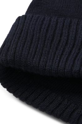 Gorro de punto en algod&oacute;n para ni&ntilde;os con logo de efecto de goma, Azul oscuro