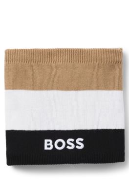 Braga de cuello para ni&ntilde;os con rayas de la marca y logo bordado, Negro