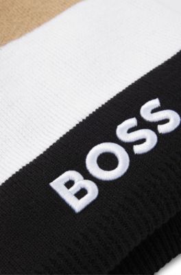 Braga de cuello para ni&ntilde;os con rayas de la marca y logo bordado, Negro