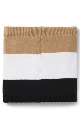 Braga de cuello para ni&ntilde;os con rayas de la marca y logo bordado, Negro