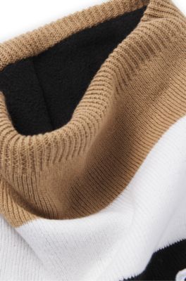 Braga de cuello para ni&ntilde;os con rayas de la marca y logo bordado, Negro