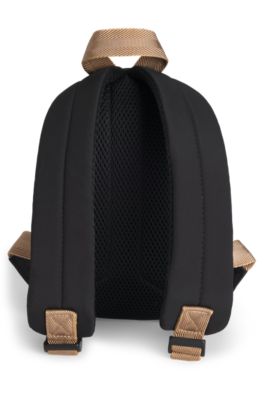 Kids' backpack in canvas with rubber-effect logo print, Black