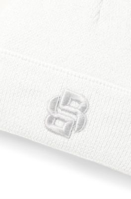 Kids' sparkle-effect beanie hat with Double B monogram, White