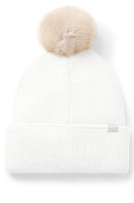 Kids' sparkle-effect beanie hat with Double B monogram, White