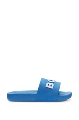 Kids' slides with logo uppers, Blue