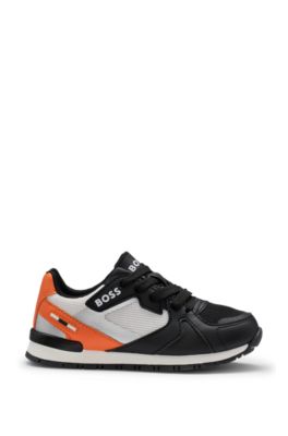 Deportivas para ni&ntilde;os en piel sint&eacute;tica y malla, Negro