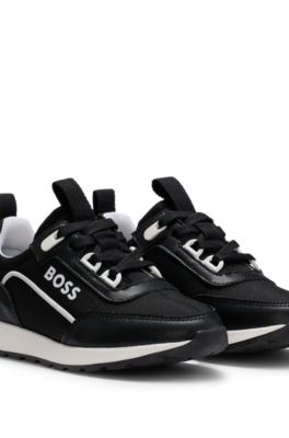 Kids' trainers with canvas and leather, Black
