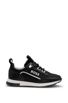 Deportivas para ni&ntilde;os en piel y lona, Negro