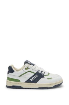 Kids' trainers in leather and canvas, White
