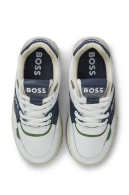 Kids' trainers in leather and canvas, White
