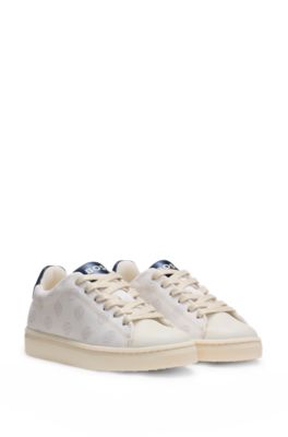 Kids' monogram trainers with faux leather, Light Beige
