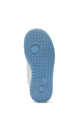 Deportivas para ni&ntilde;os de piel y lona, Blanco