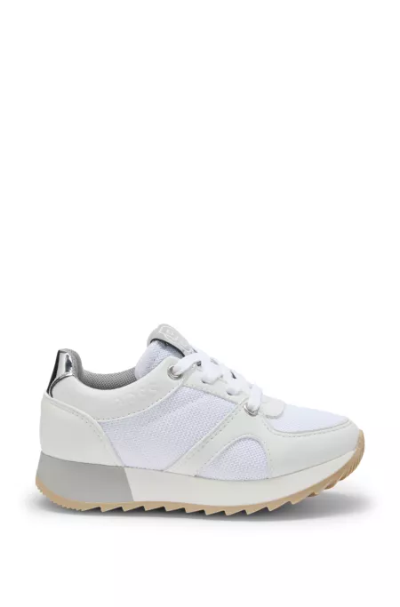 Kids' trainers in mesh and faux leather
