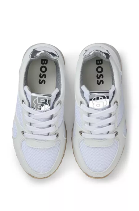 Kids' trainers in mesh and faux leather