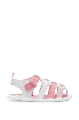 Sandalias para beb&eacute; de piel con logo estampado, Pink