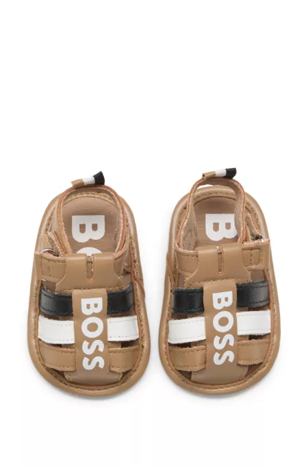 Kids' contrast-logo sandals in leather