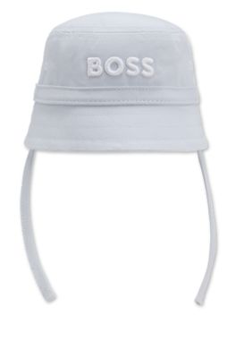 Gorro de pescador para beb&eacute;s de algod&oacute;n con logo bordado, Celeste