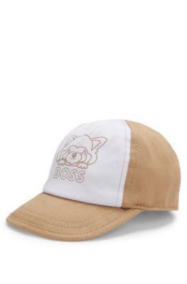 Baby cap with panda embroidery, Brown