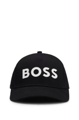 Gorra para ni&ntilde;os de sarga de algod&oacute;n con logo estampado con acabado de goma, Negro