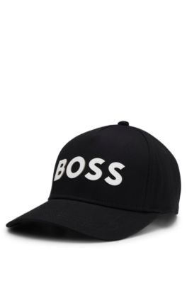 Gorra para ni&ntilde;os de sarga de algod&oacute;n con logo estampado con acabado de goma, Negro