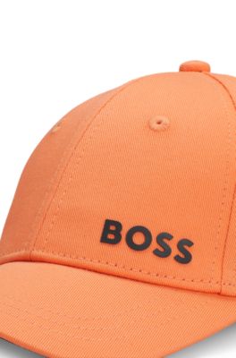 Kids' cap with contrast logo print, Orange