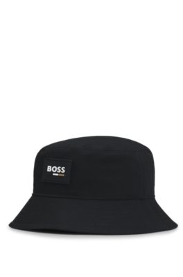 Kids' bucket hat with rubber logo badge, Black
