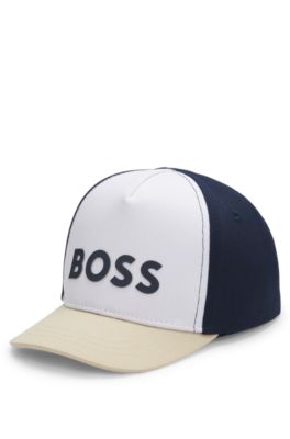 Kids' logo-print cap with colour-blocking, White