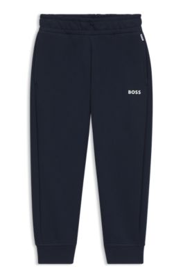 Pantalones de ch&aacute;ndal de algod&oacute;n para ni&ntilde;os con logo estampado, Azul oscuro