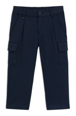 Pantalones cargo loose fit para ni&ntilde;os en tejido el&aacute;stico, Azul oscuro