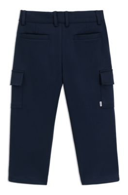 Pantalones cargo loose fit para ni&ntilde;os en tejido el&aacute;stico, Azul oscuro